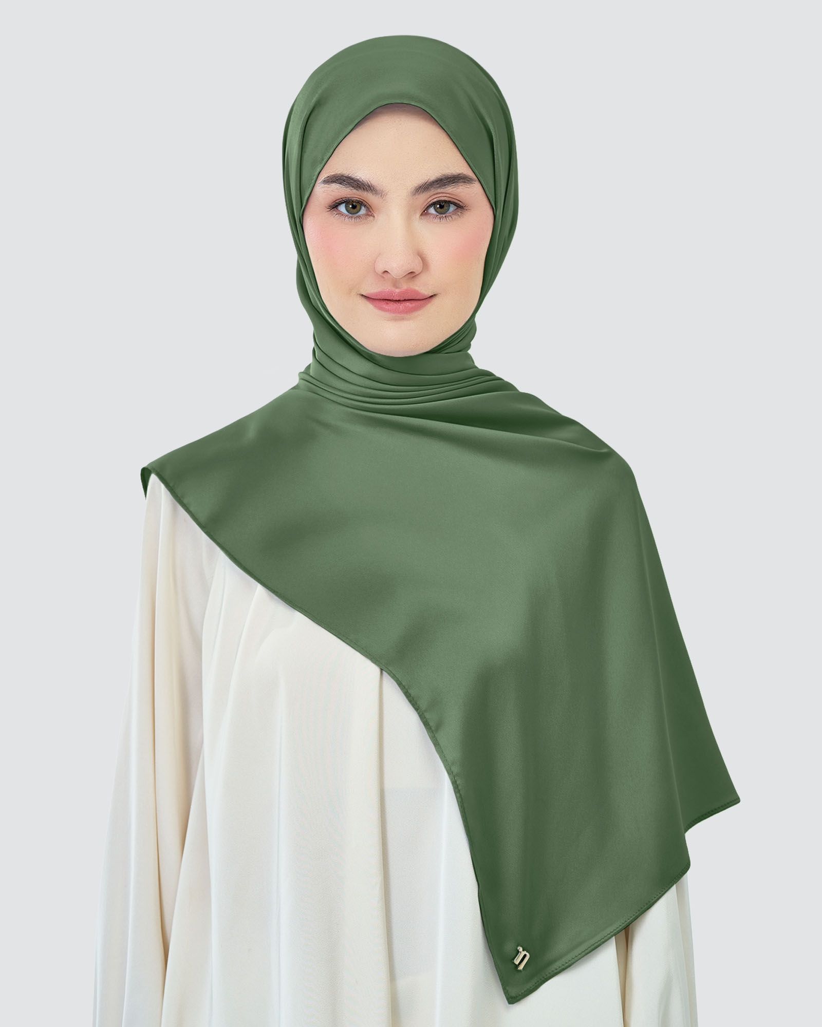 AMAYA SATIN SHAWL - DUSTY OLIVE