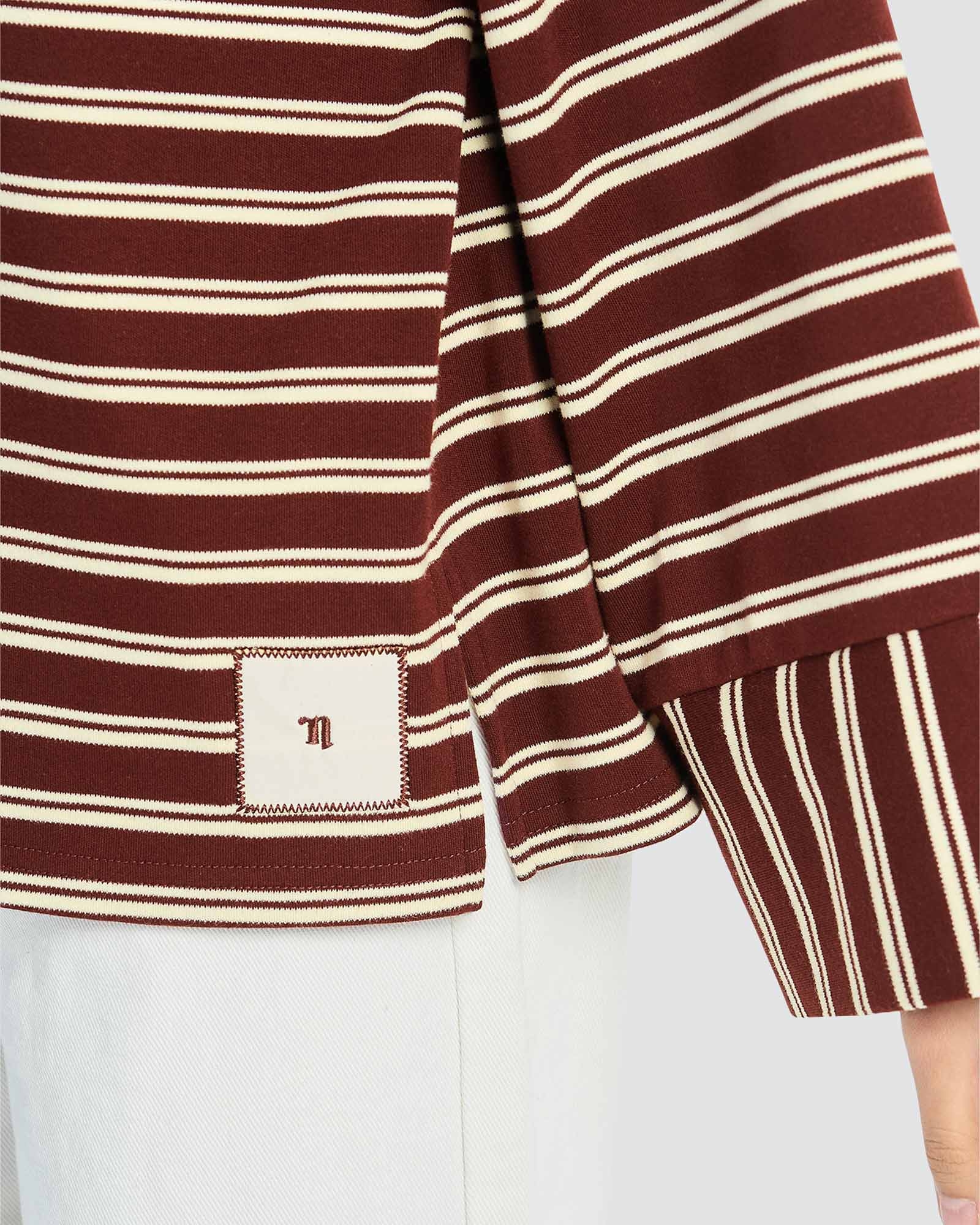 AMIE STRIPED COLLARED TOP