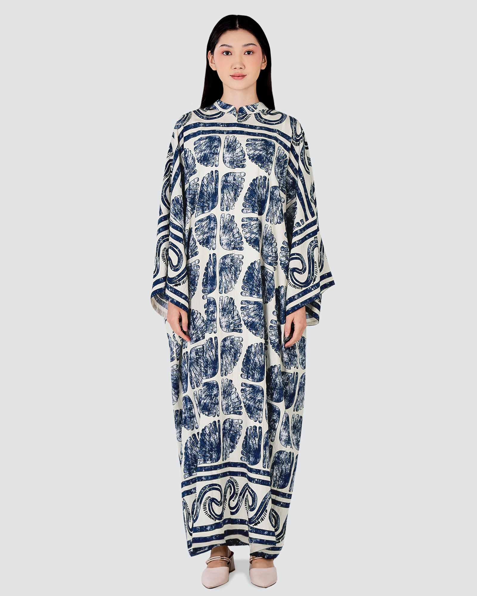 BLUE CRUISE OVERSIZED KAFTAN DRESS - TIDE