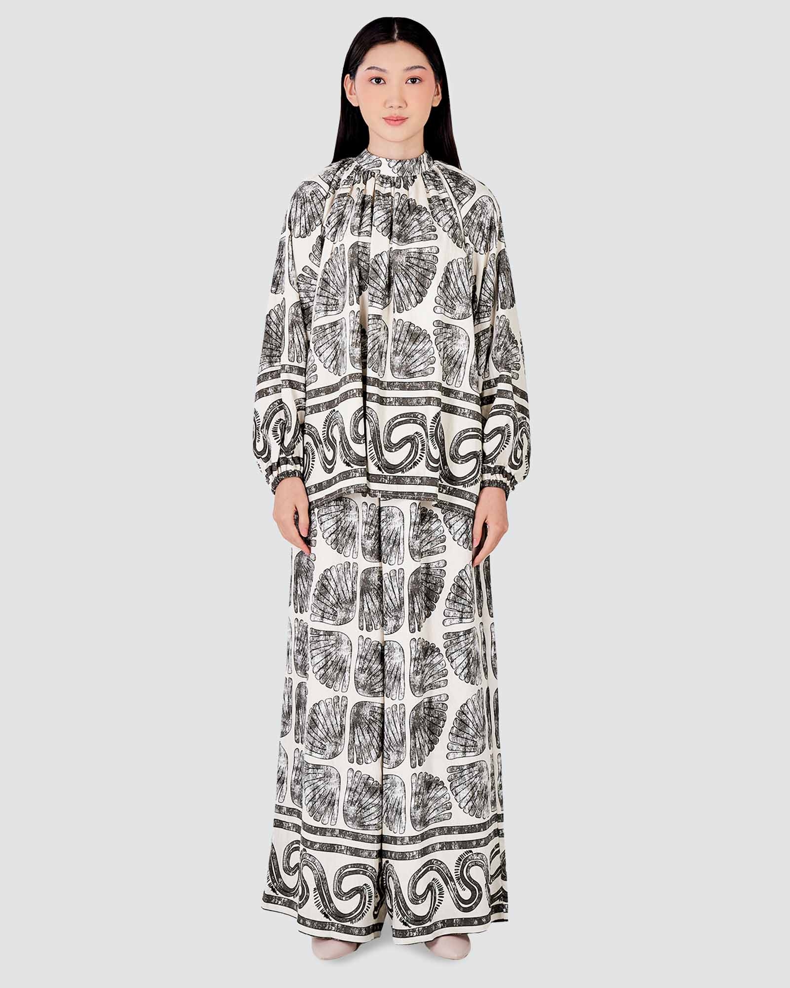 BLUE CRUISE RAYON CO-ORD SET - SEASHELL