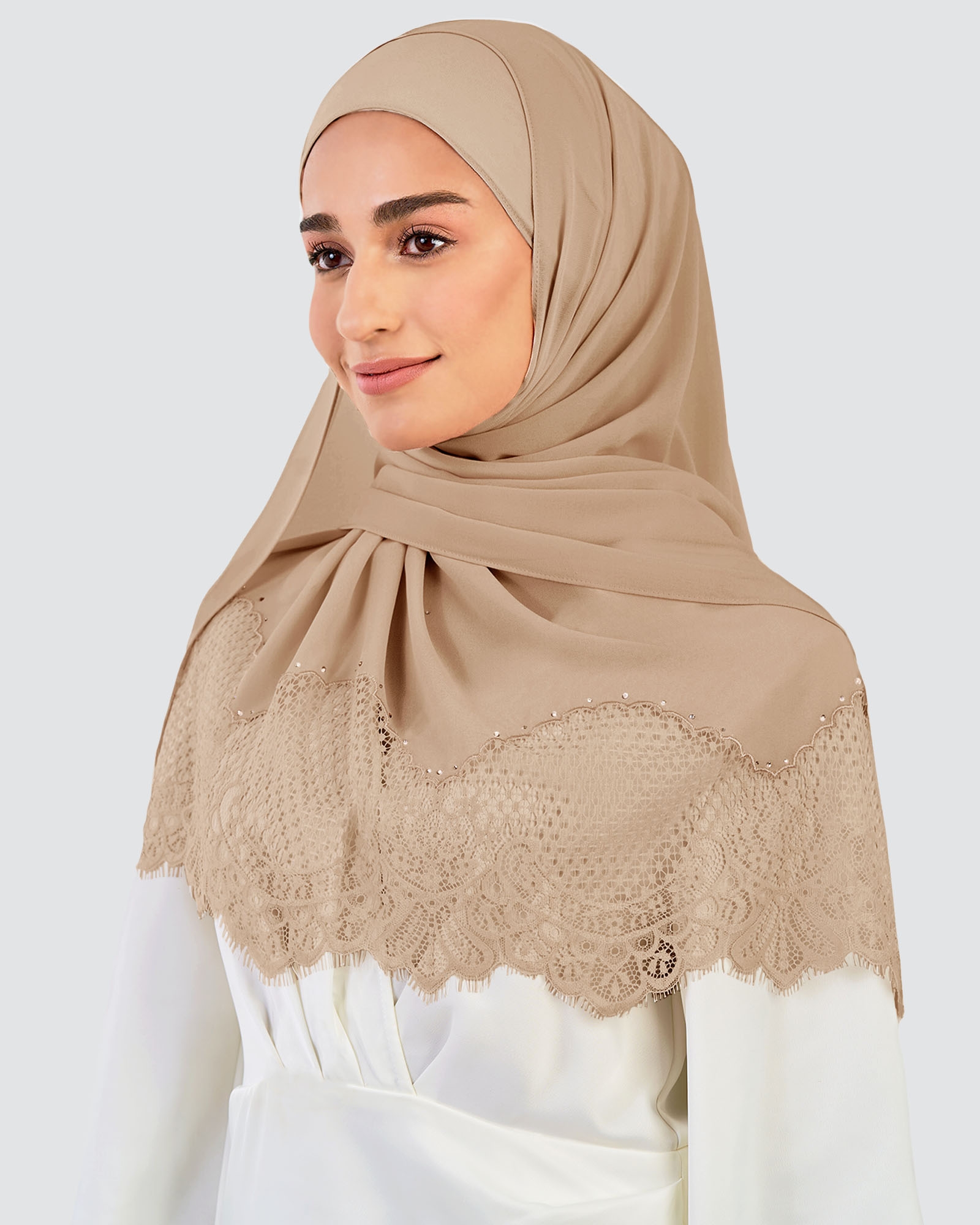 JANNA LACE CRYSTAL SHAWL - WALNUT