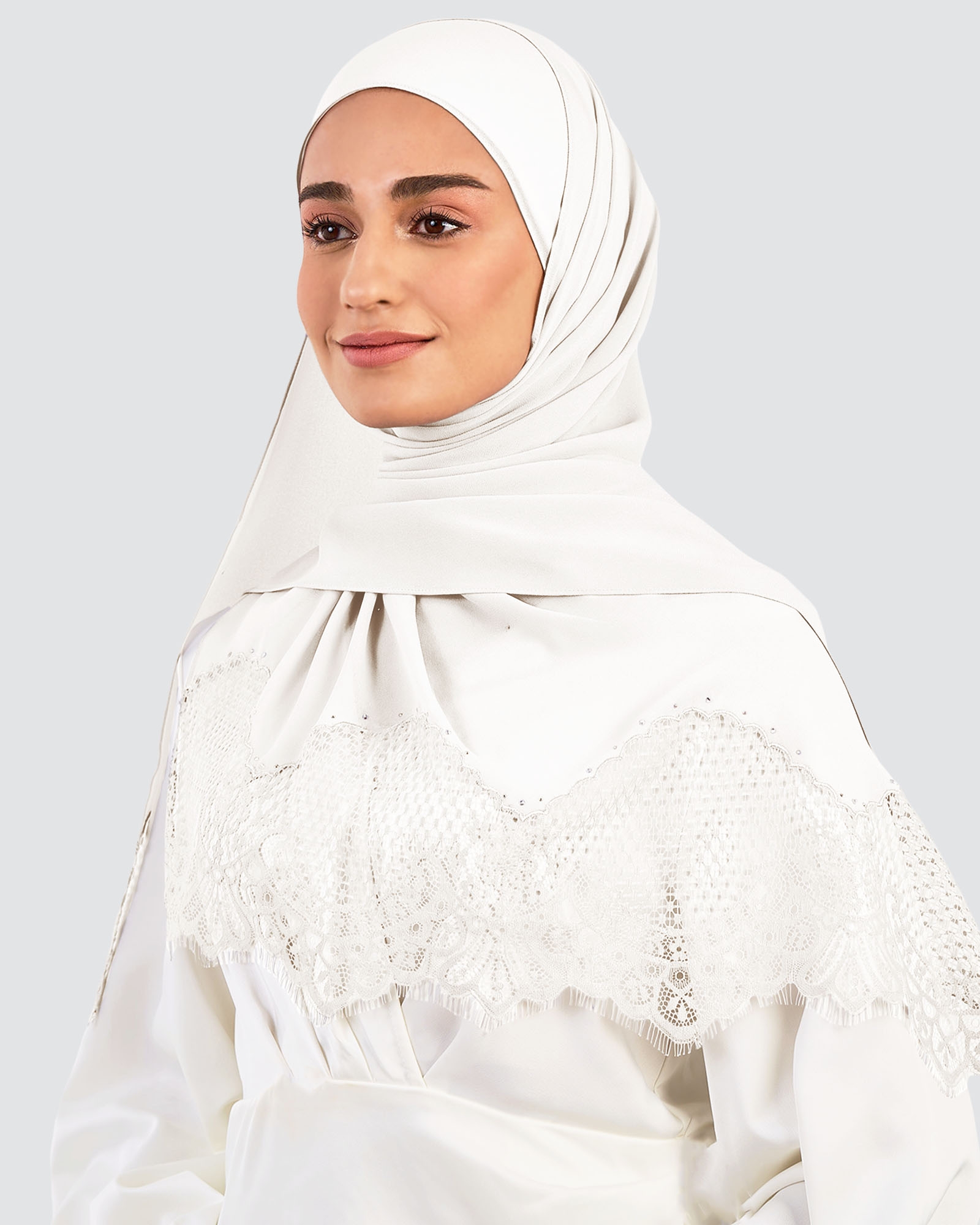 JANNA LACE CRYSTAL SHAWL - WHITE