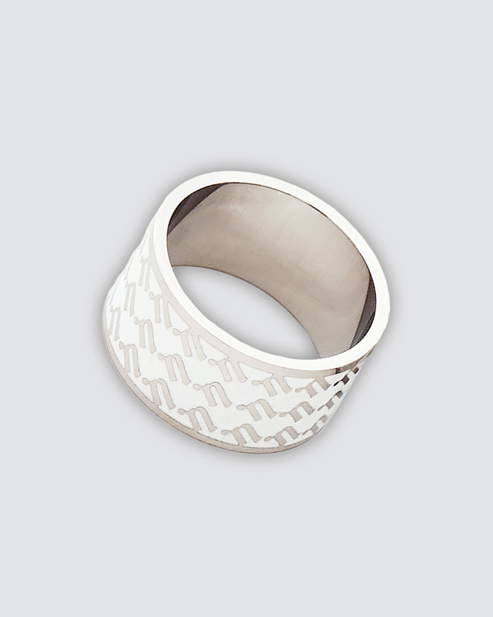 N MONOGRAM HIJAB RING - WHITE/SILVER