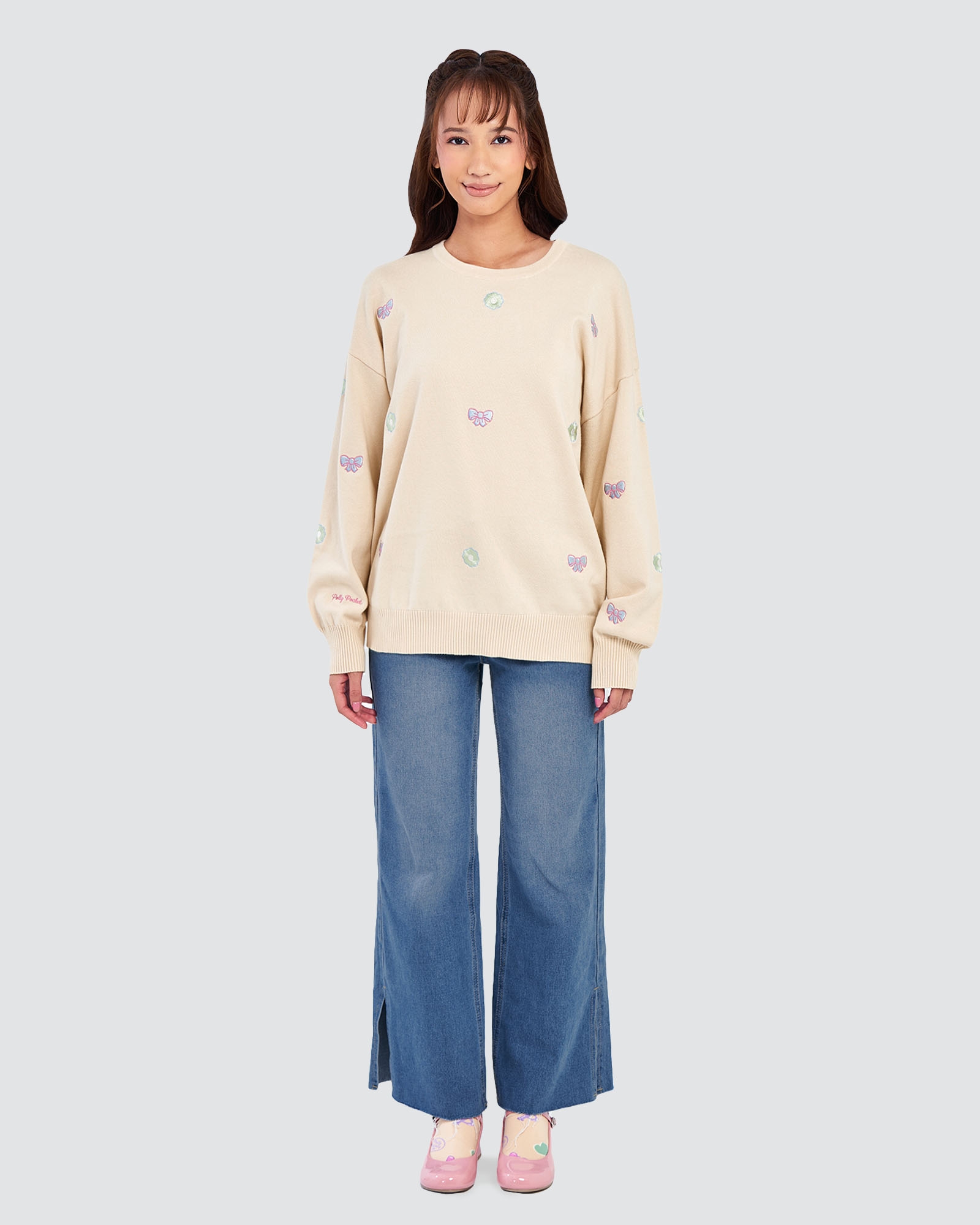 POLLY POCKET X NAELOFAR BOW JUMPER - SNUGGLE CLOUD