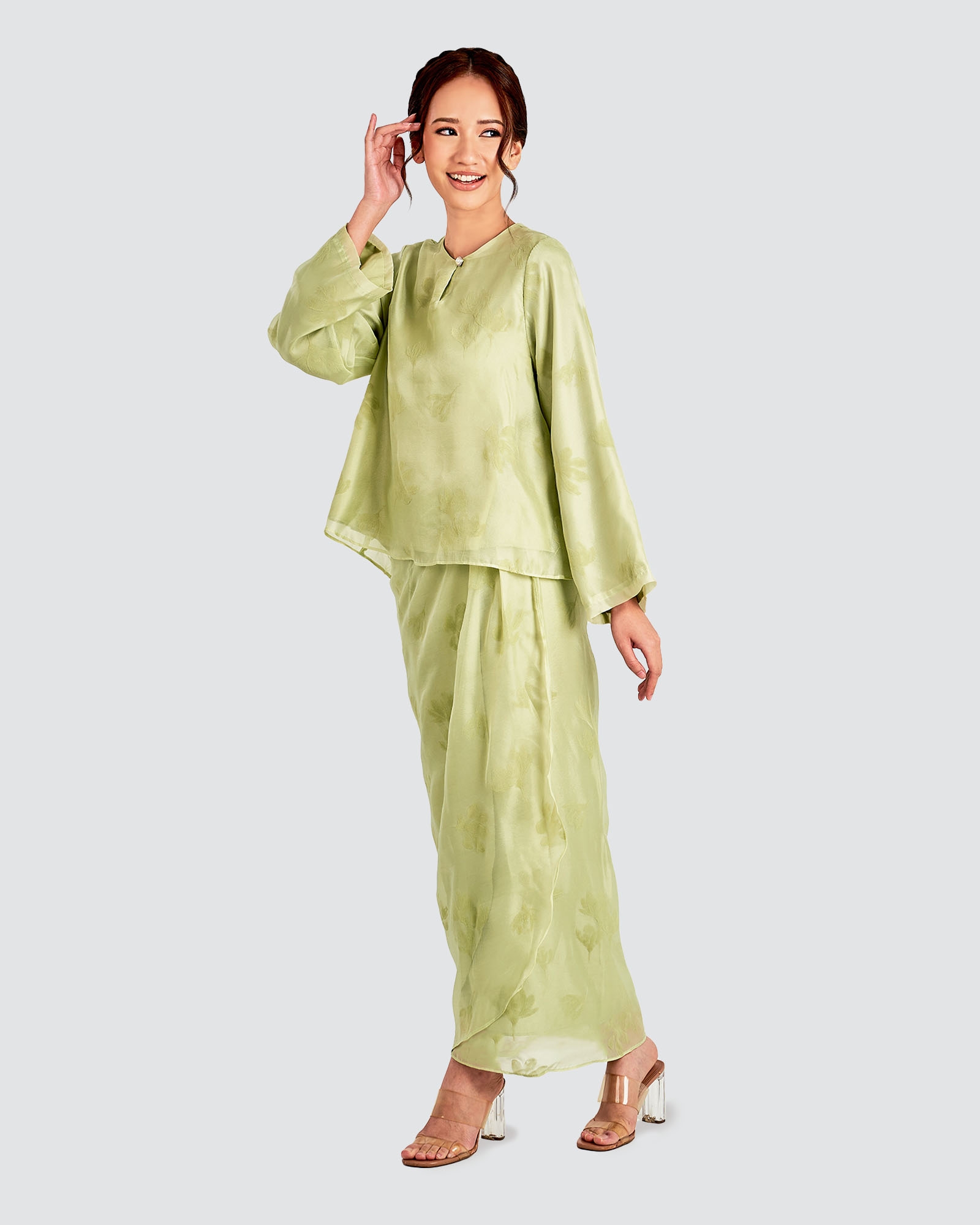PUTERI KURUNG SET - WHITE JADE