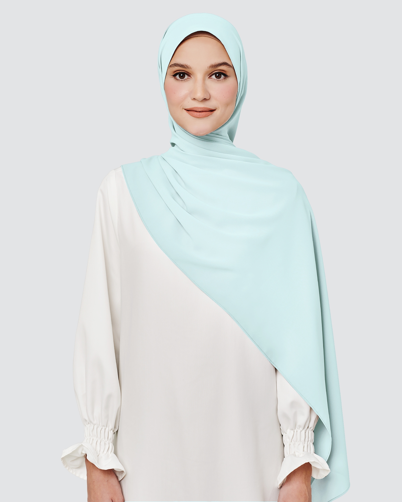 MAYA MATTE SATIN SHAWL - ICE BLUE