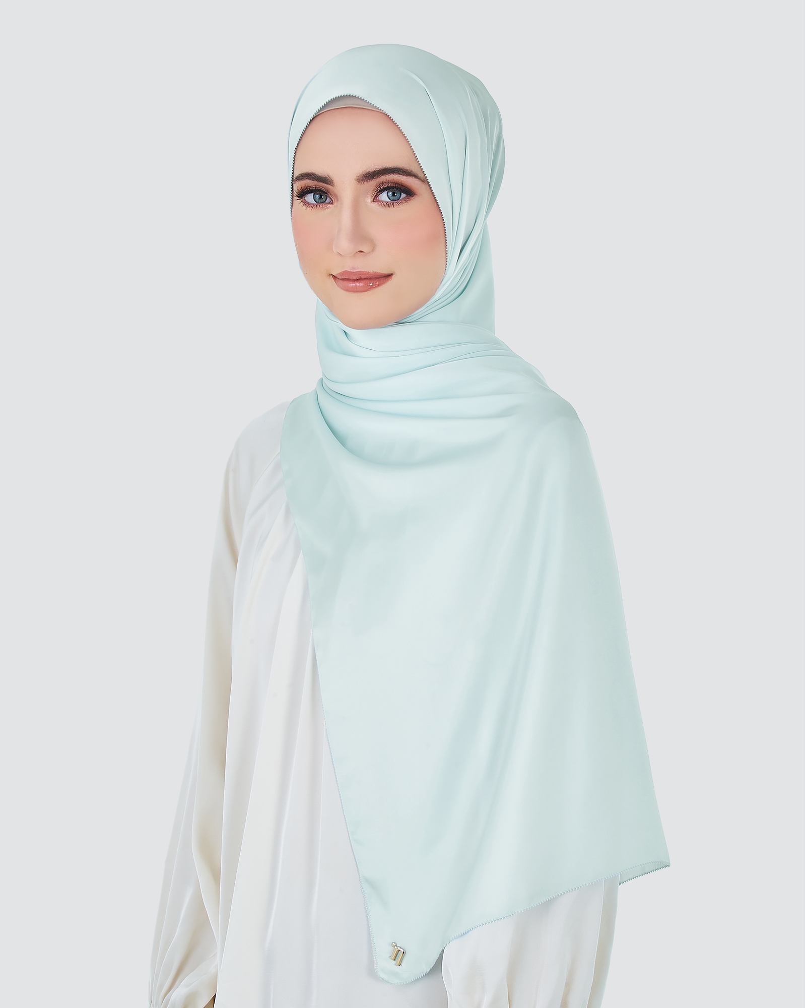 EILA SATIN SHAWL - SEA
