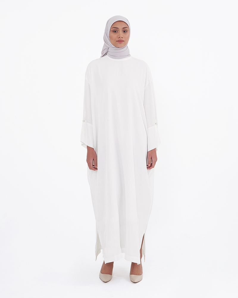 MANDARIN COLLAR DRESS - WHITE