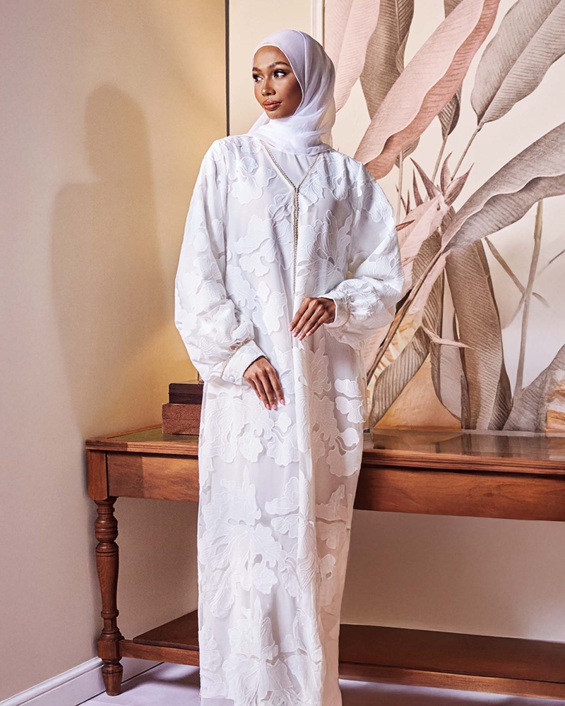 Image of AISHA LACE ABAYA AND SHAWL