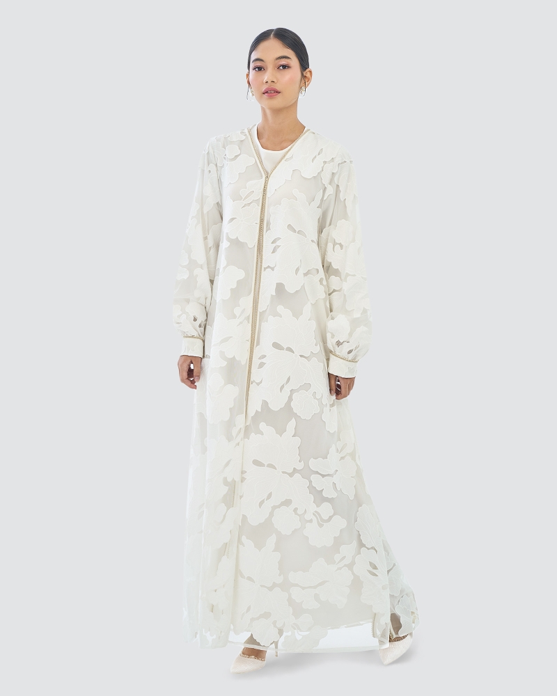 Image of AISHA LACE ABAYA AND SHAWL