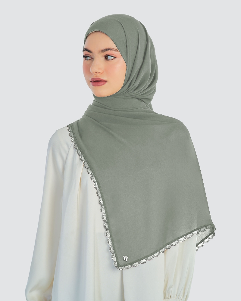 ALINA LACE SHAWL - MOSS