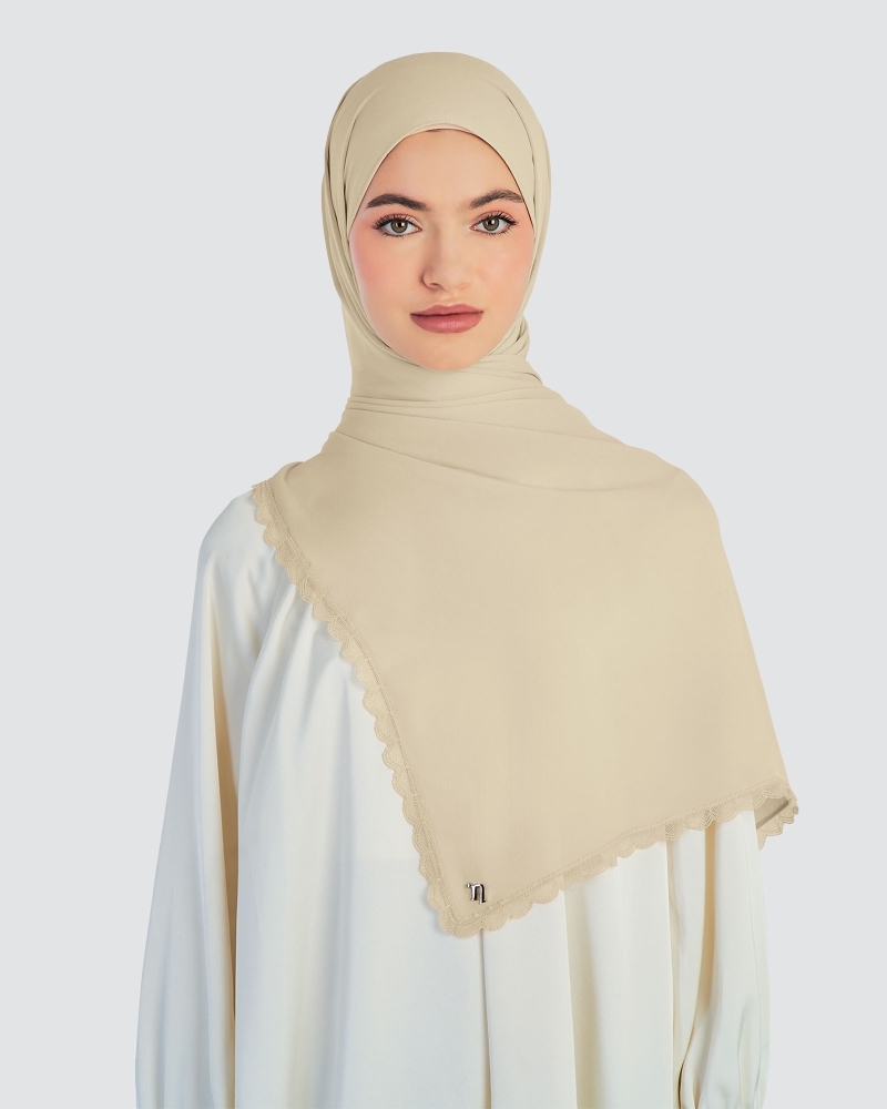 ALINA LACE SHAWL - PEBBLE