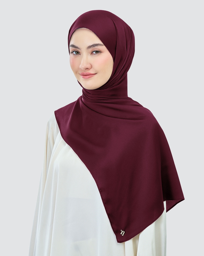 AMAYA SATIN SHAWL - BURGUNDY