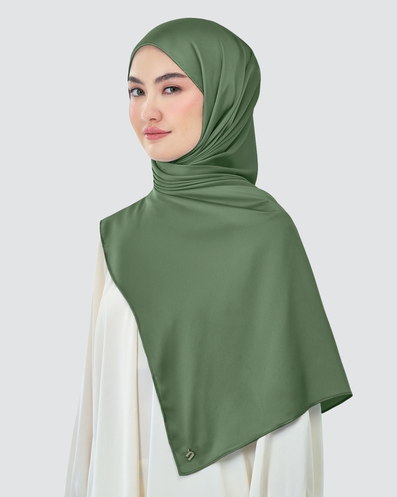 Image of AMAYA SATIN SHAWL - DUSTY OLIVE