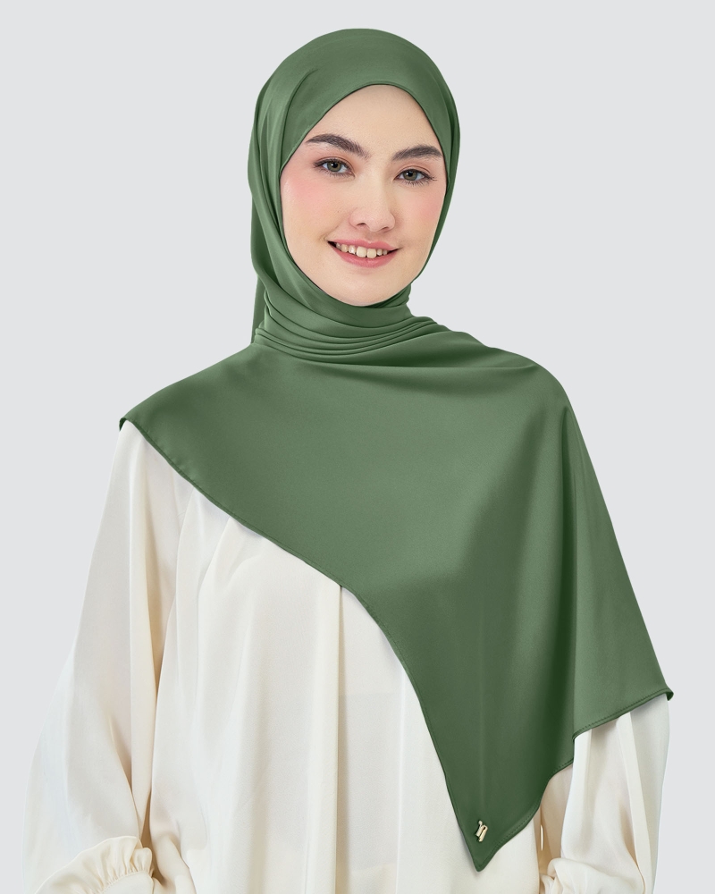 Image of AMAYA SATIN SHAWL - DUSTY OLIVE