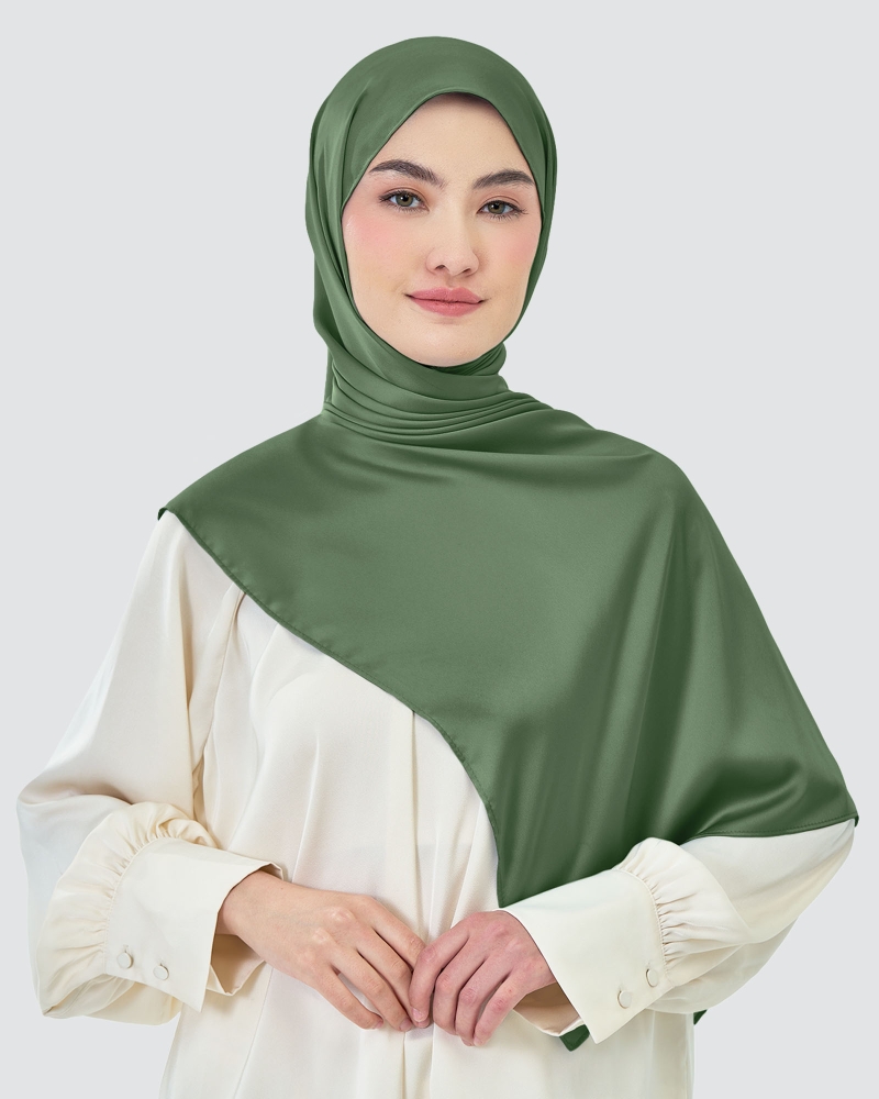 Image of AMAYA SATIN SHAWL - DUSTY OLIVE