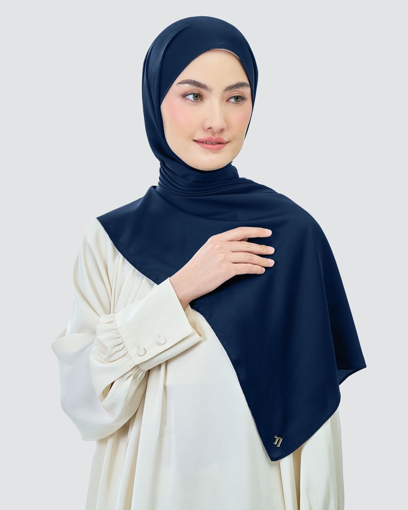 Image of AMAYA SATIN SHAWL - MEDIEVAL BLUE