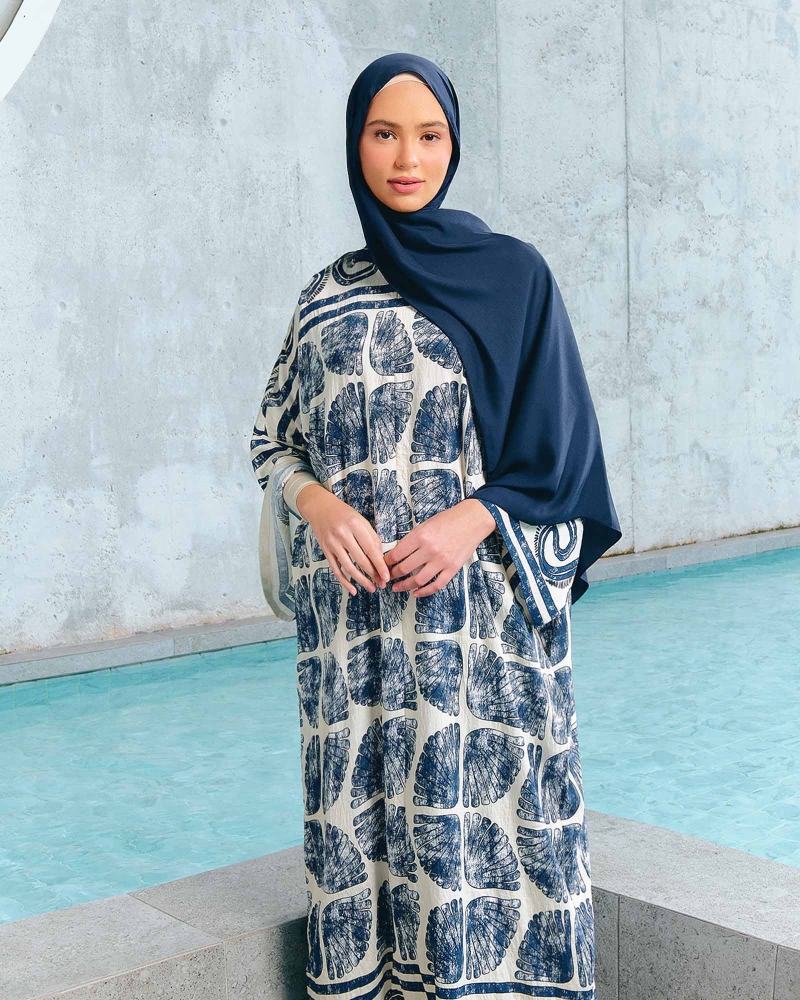 BLUE CRUISE OVERSIZED KAFTAN DRESS - TIDE