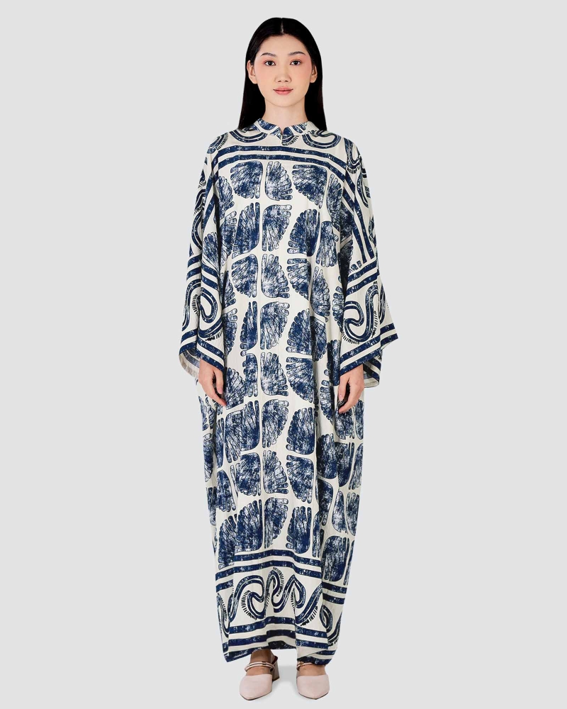 Image of BLUE CRUISE OVERSIZED KAFTAN DRESS - TIDE