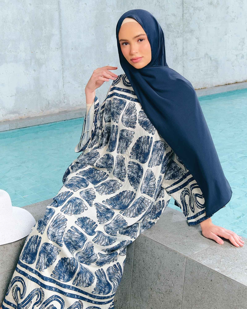 Image of BLUE CRUISE OVERSIZED KAFTAN DRESS - TIDE