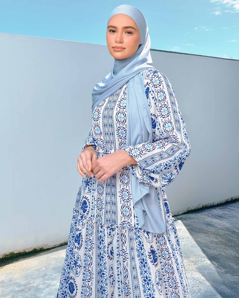 Image of BLUE CRUISE TIERED FLOWY DRESS - AQUAMARINE