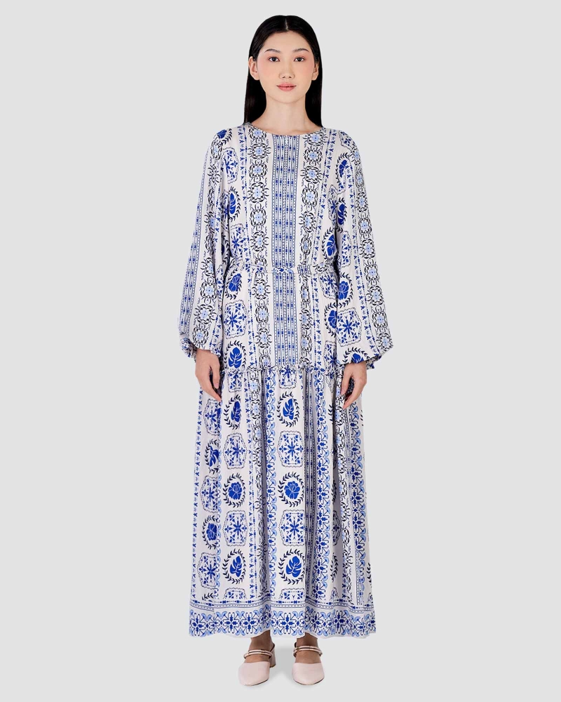 Image of BLUE CRUISE TIERED FLOWY DRESS - AQUAMARINE