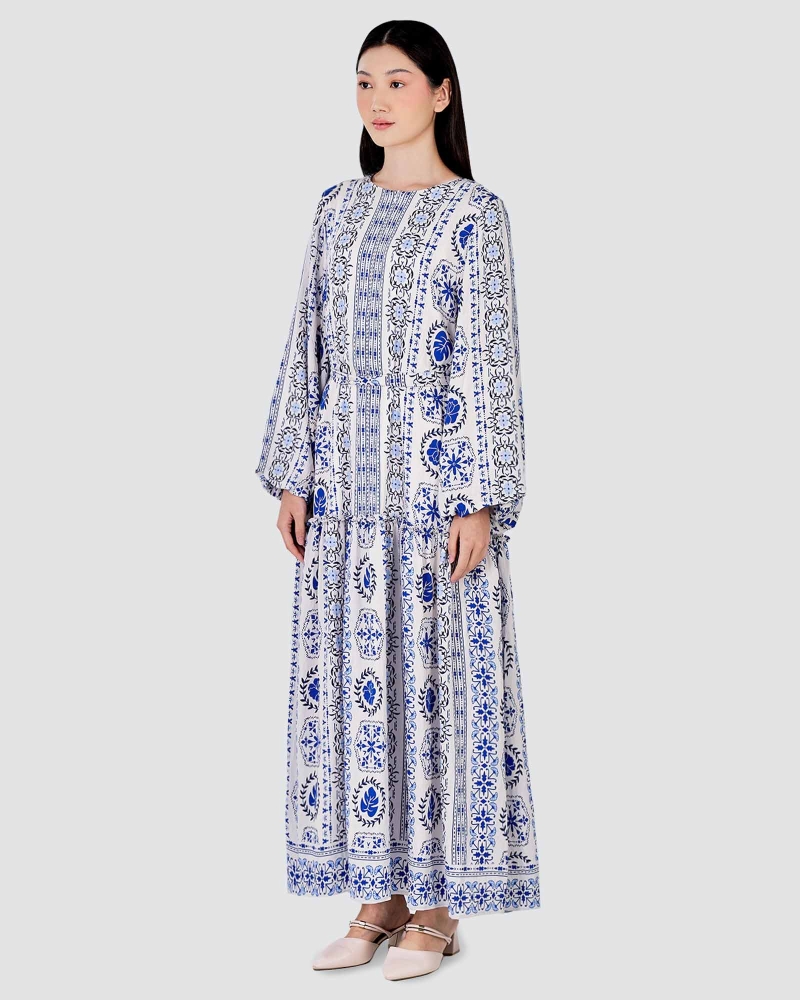 Image of BLUE CRUISE TIERED FLOWY DRESS - AQUAMARINE