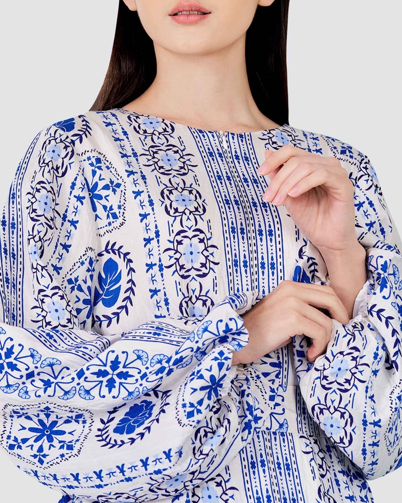 Image of BLUE CRUISE TIERED FLOWY DRESS - AQUAMARINE