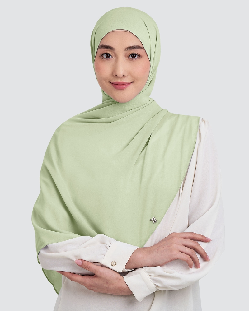 Image of CLEO CHIFFON SHAWL - EVERGREEN