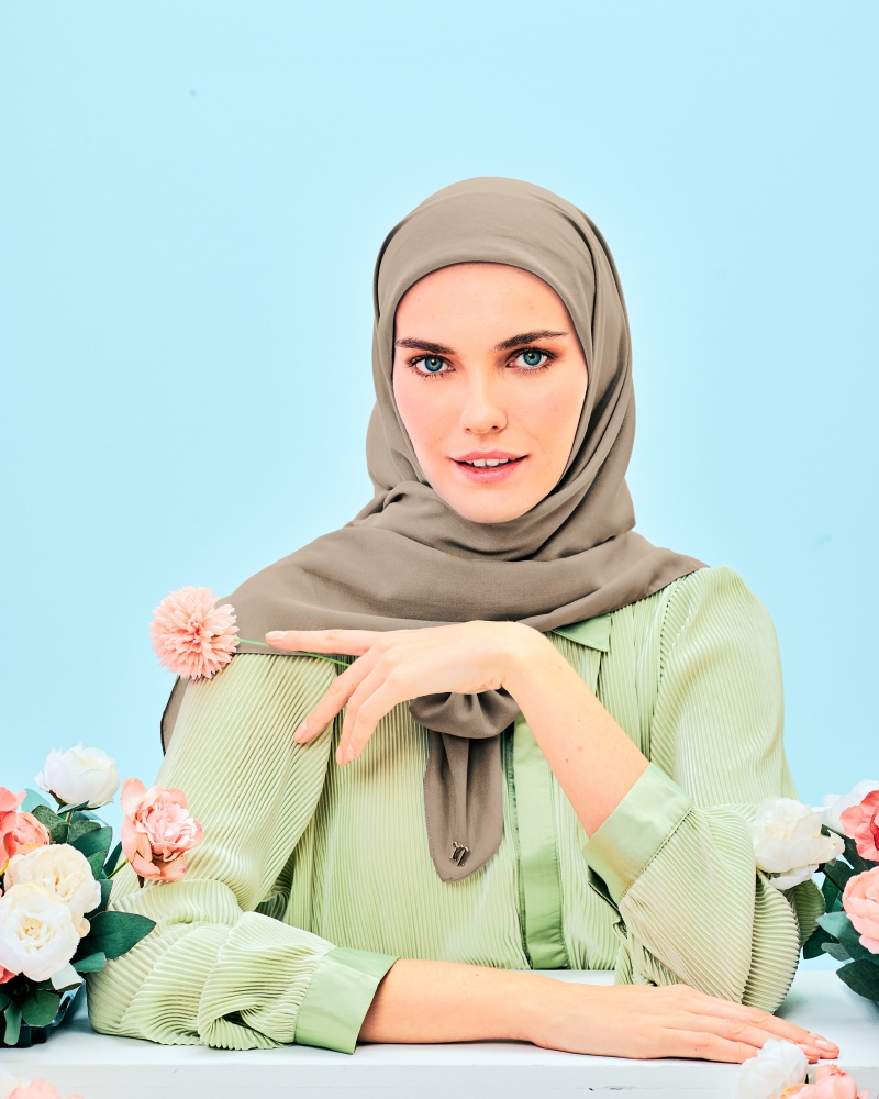 Image of COTTON VOILE SQUARE - CARAMEL