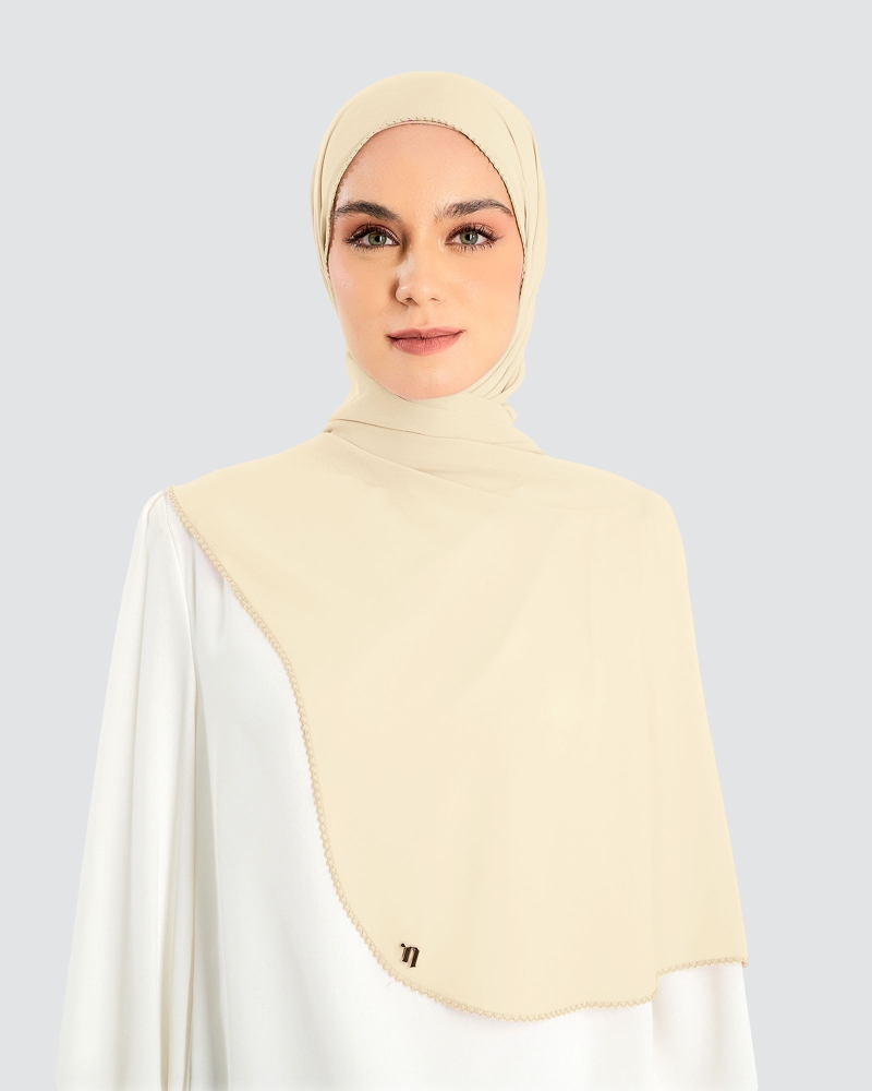 Image of DELILAH CHIFFON SHAWL - CUSTARD