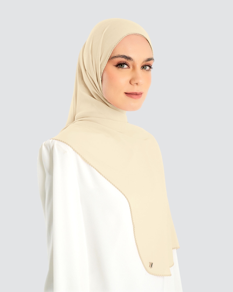Image of DELILAH CHIFFON SHAWL - CUSTARD
