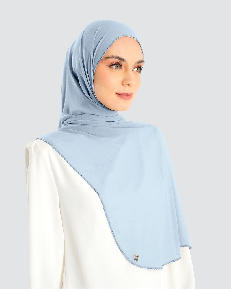 Image of DELILAH CHIFFON SHAWL - ICE BLUE