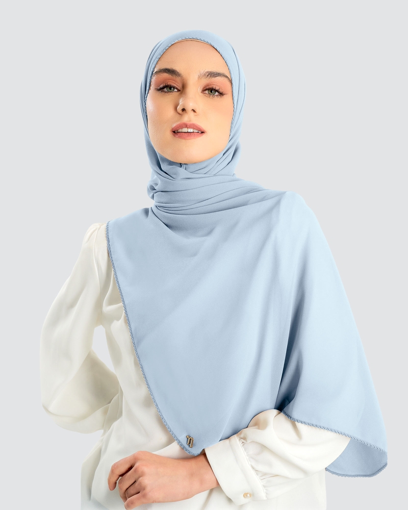 DELILAH CHIFFON SHAWL - ICE BLUE