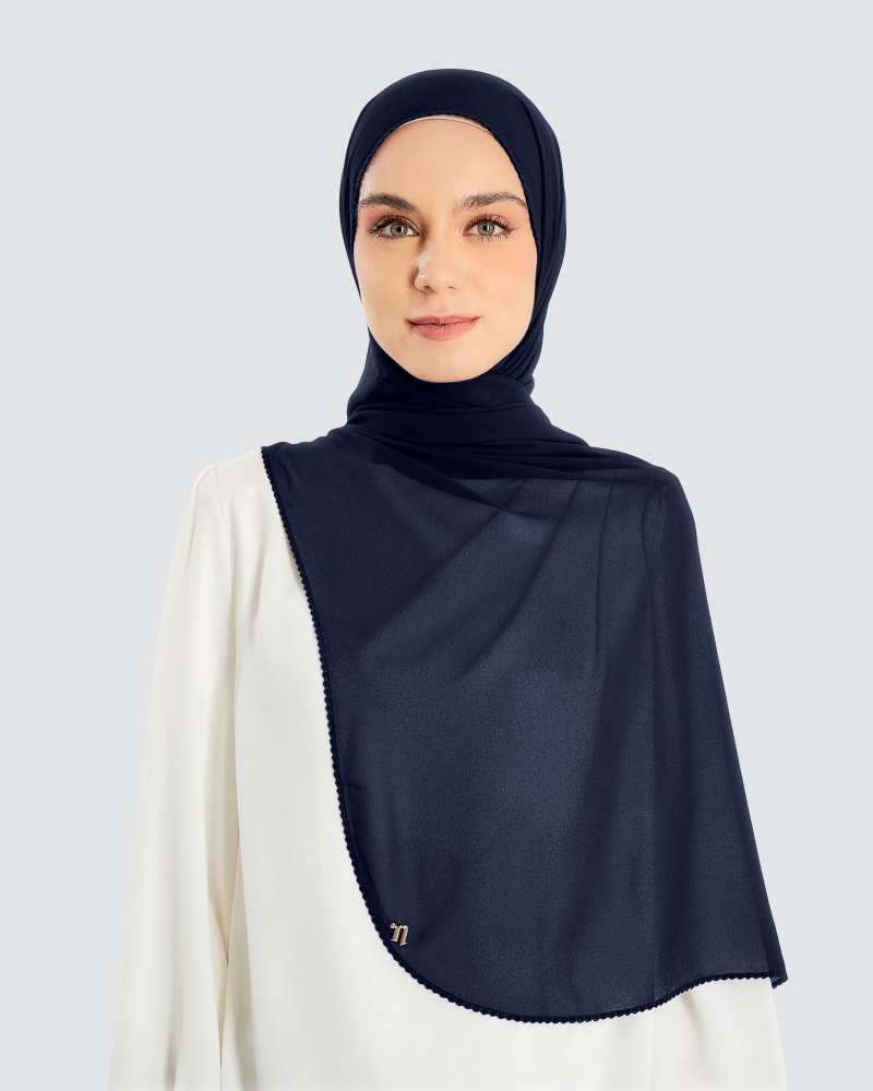 Image of DELILAH CHIFFON SHAWL - NAVY