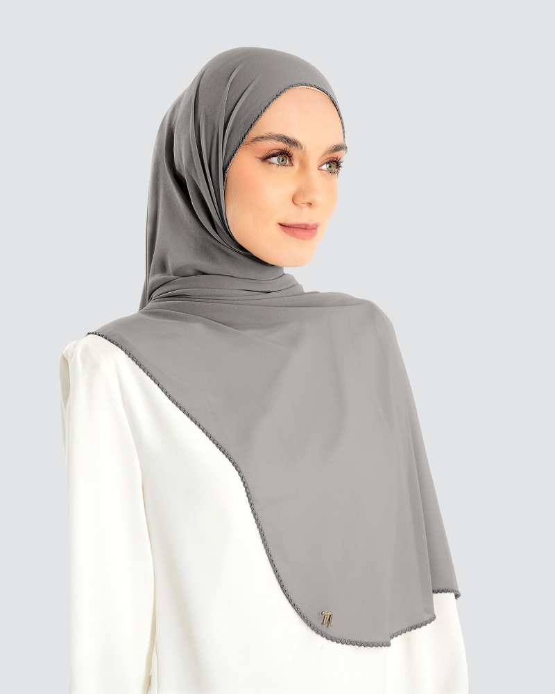 DELILAH CHIFFON SHAWL - SMOKESTONE
