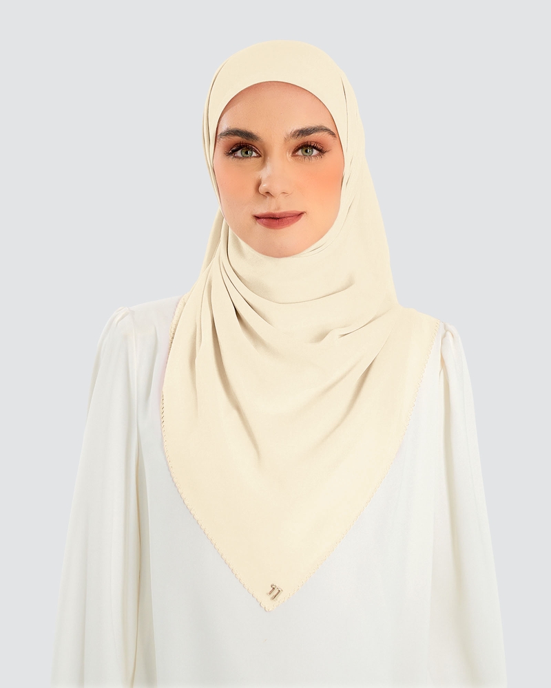 Image of DELILAH CHIFFON SQUARE - CUSTARD