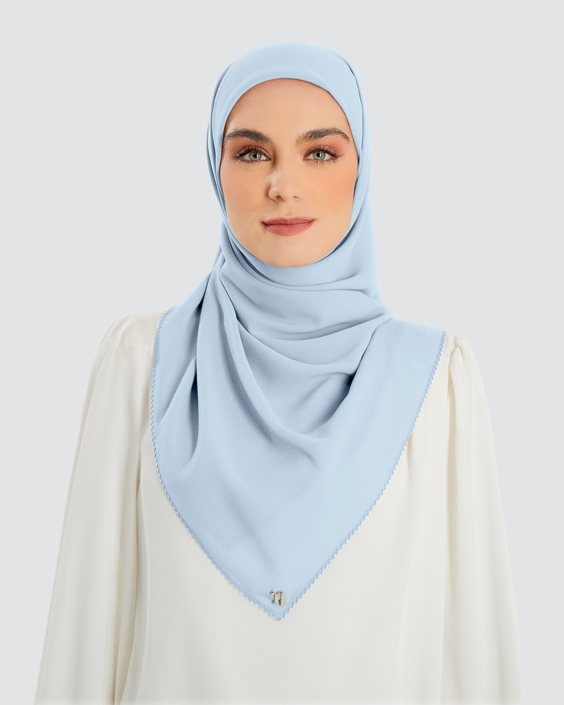 Image of DELILAH CHIFFON SQUARE - ICE BLUE
