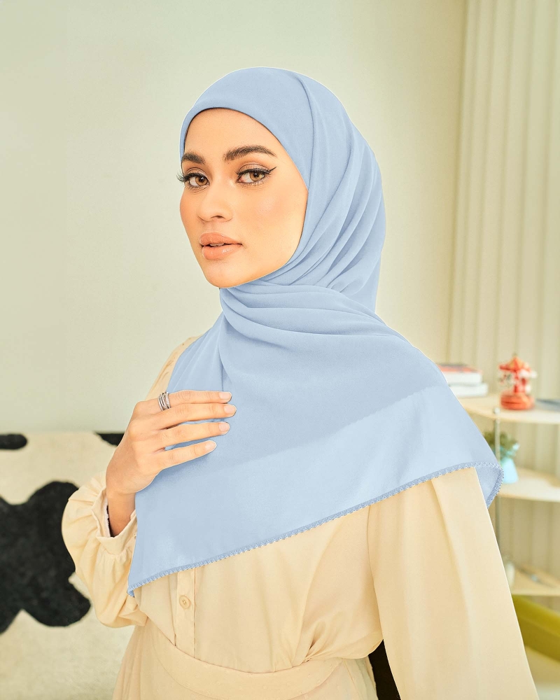 Image of DELILAH CHIFFON SQUARE - ICE BLUE