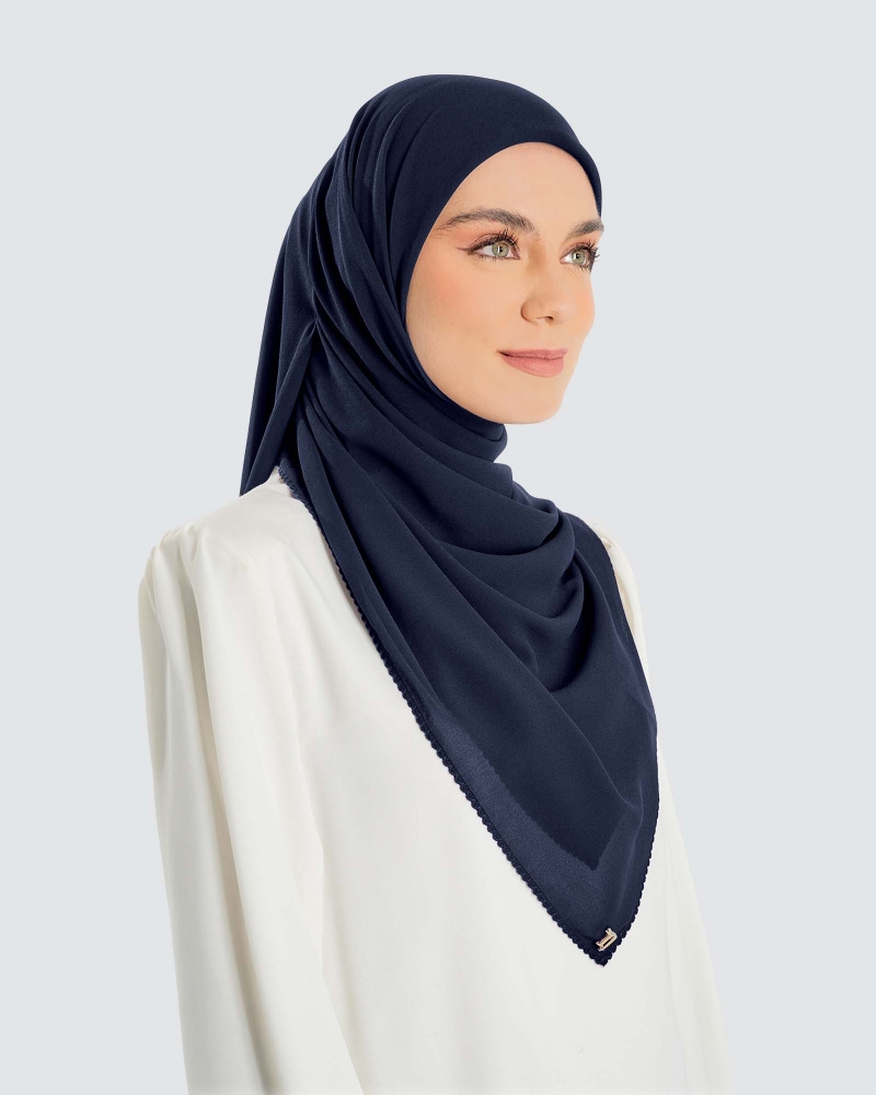 Image of DELILAH CHIFFON SQUARE - NAVY