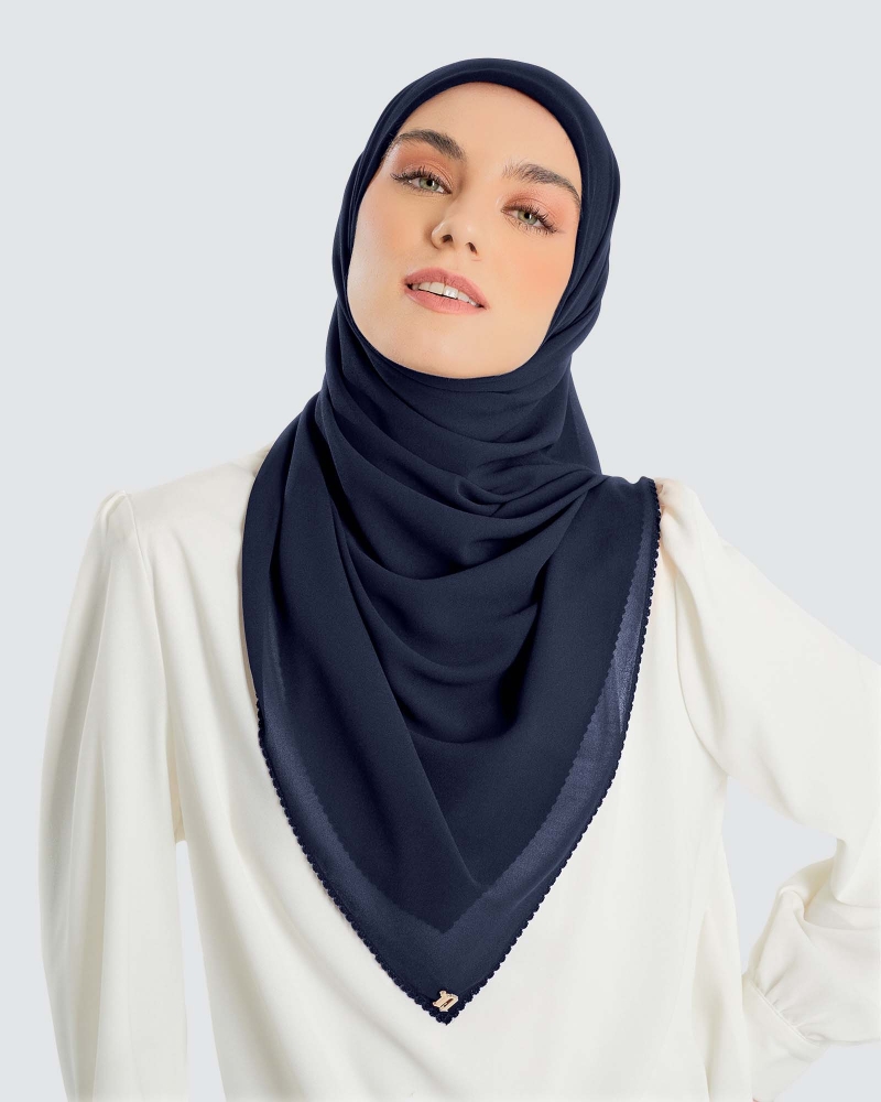 Image of DELILAH CHIFFON SQUARE - NAVY
