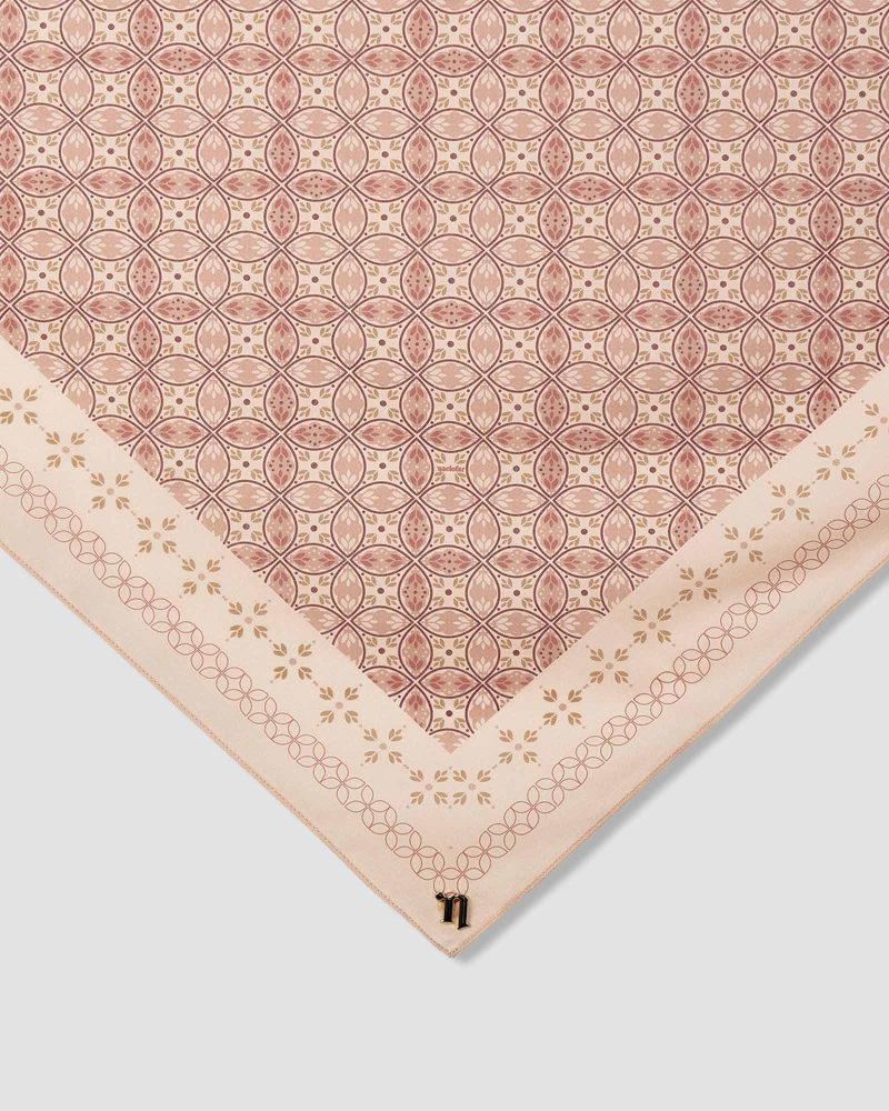 Image of ECHO GEOMETRIC COTTON VOILE SQUARE - CAMEL