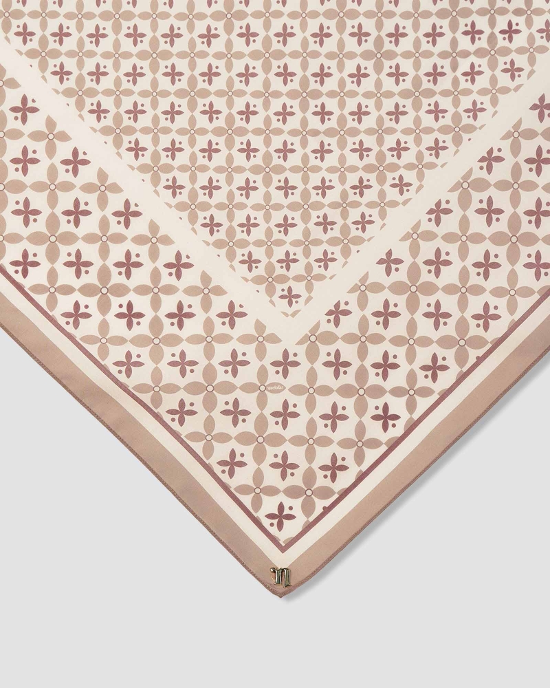Image of ECHO GEOMETRIC COTTON VOILE SQUARE - LATTE