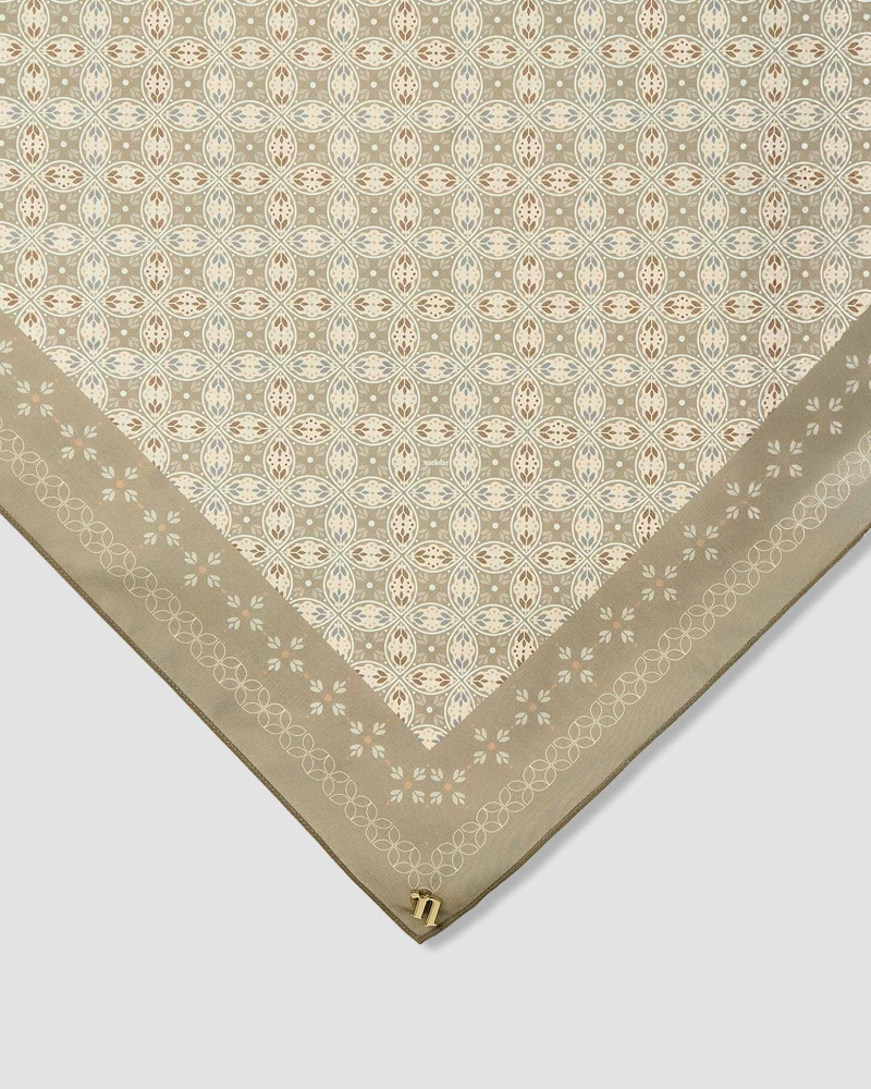 Image of ECHO GEOMETRIC COTTON VOILE SQUARE - MATCHA