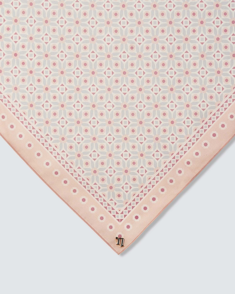 Image of ECHO GEOMETRIC COTTON VOILE SQUARE - OATMILK