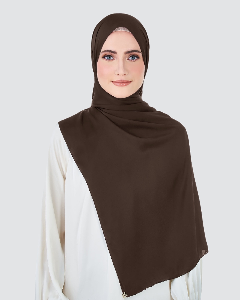 Image of EILA SATIN SHAWL - BROWN