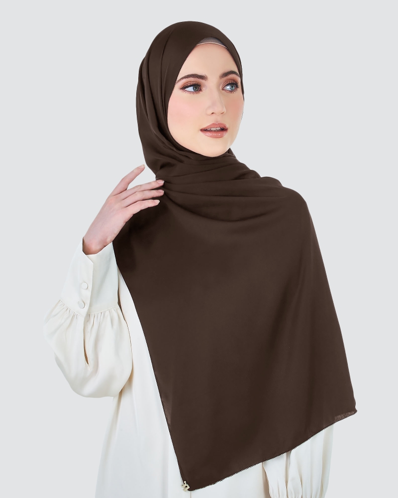 Image of EILA SATIN SHAWL - BROWN