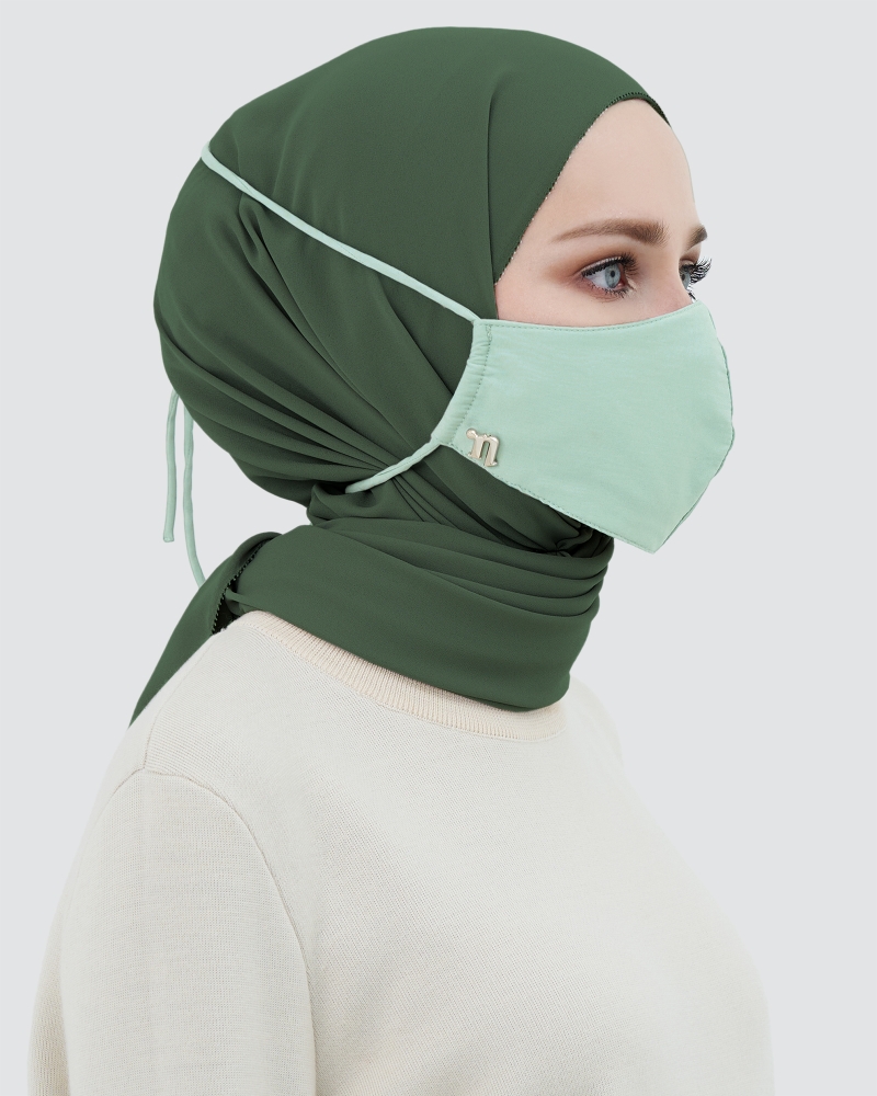 3-PLY COTTON FACE MASK - ADJUSTABLE HEADLOOP - TURQUOISE