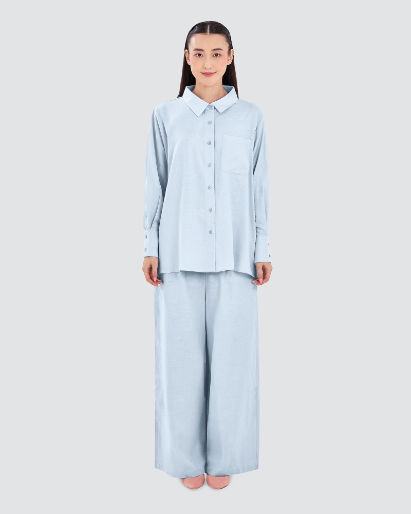 Image of FAYE LINEN PANTS - SKY BLUE