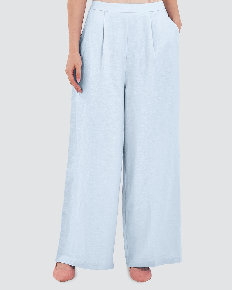 Image of FAYE LINEN PANTS - SKY BLUE